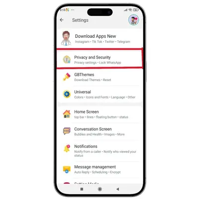 نظرة على الإعدادات — GB WhatsApp